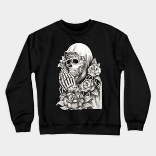 Santa muerte with rose day of the dead. Crewneck Sweatshirt